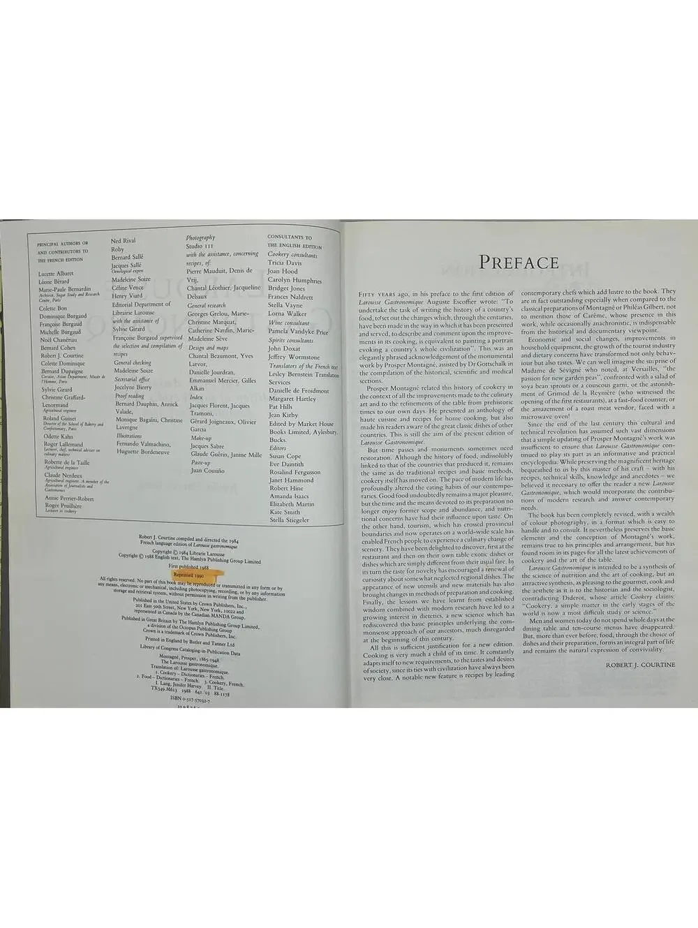 Vintage Larousse Gastronomique Cookbook: New American Edition
